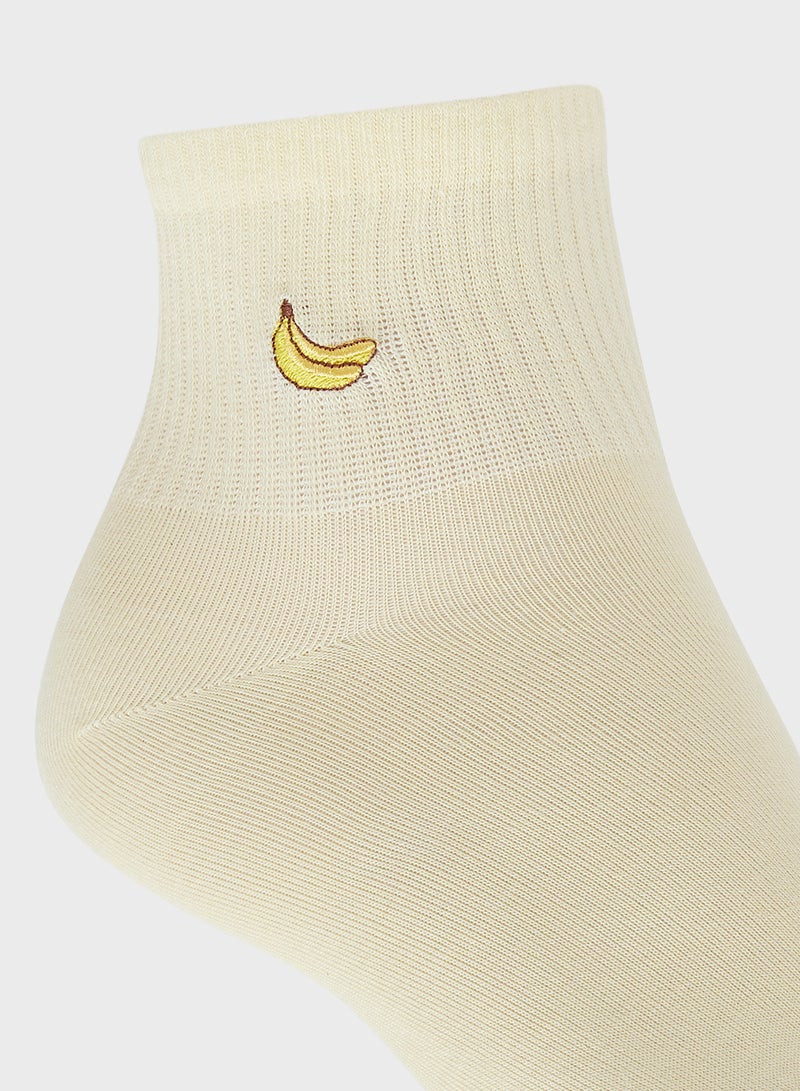 Ginger 3PK Cotton Fruit Detail Ankle Socks - Image 5