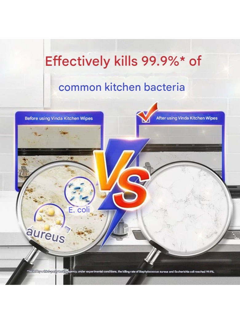 عبوة واحدة من مناديل المطبخ للتنظيف المنزلي 80 قطعة مناديل طريقة سهلة للتخلص من تلوث الزيت وتنظيف لحماية اليدين - Image 3