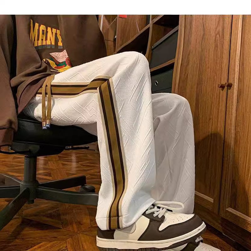 High Street Trendy Brand Pendant Wide Leg Pants Mens 2024 New Style Straight All-match Pants Casual Sports Trousers for Men H13 black - Image 3