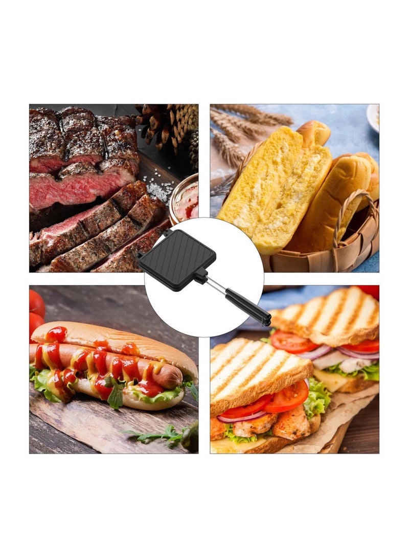 SYOSI Sandwich Maker, Collapsible Mini Sandwich Maker with Non-stick Plates, Ergonomic Panini Maker, Durable Sandwich Machine for Cooking Breakfast, Grilled Cheese, Tuna Melts  - Image 4