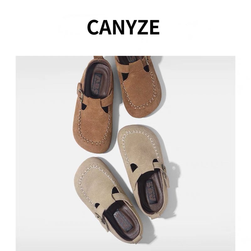 Canyze Girls Leather Shoes Small And Medium-Sized Children'S Fashionable All-Inclusive Birkenneth Shoes Children'S Peas Shoes - Image 2
