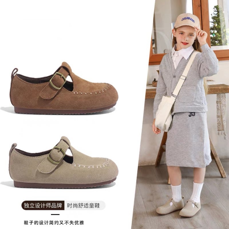 Canyze Girls Leather Shoes Small And Medium-Sized Children'S Fashionable All-Inclusive Birkenneth Shoes Children'S Peas Shoes - Image 3