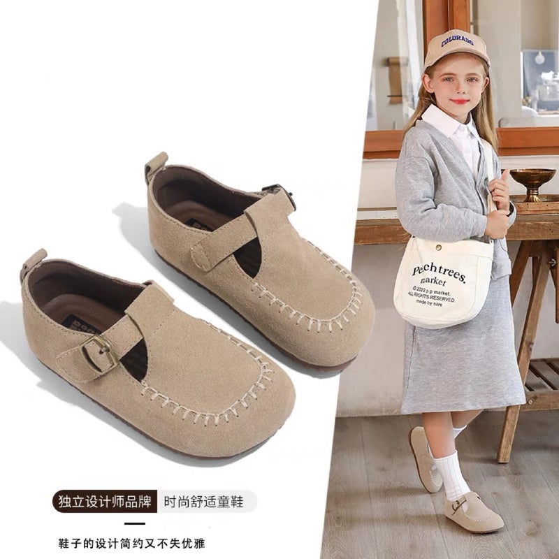 Canyze Girls Leather Shoes Small And Medium-Sized Children'S Fashionable All-Inclusive Birkenneth Shoes Children'S Peas Shoes - Image 4