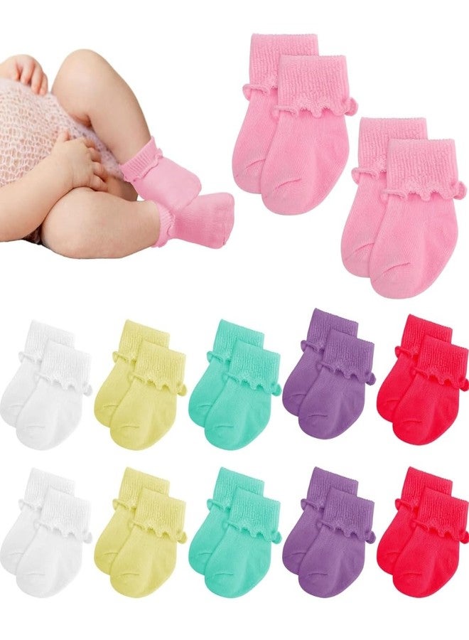 Freshfoot Cotton Cute And Colourful New Born Baby Girl Modern Socks Set 0 To 6 Months, (Size 0-6 Months) (Light Sade) (4), Multicolor - Image 1