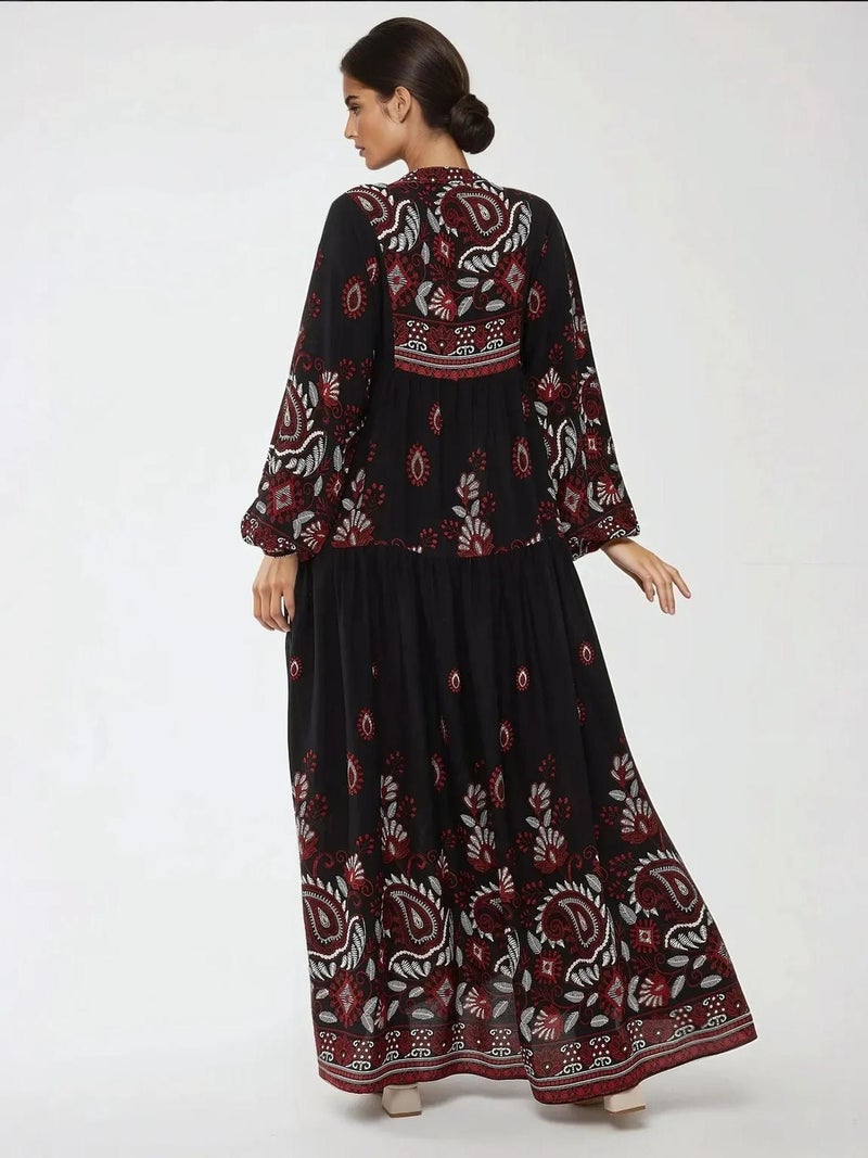HICCUP Printed Long Sleeve Viscose Maxi Dress - Image 4