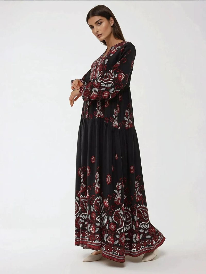 HICCUP Printed Long Sleeve Viscose Maxi Dress - Image 3