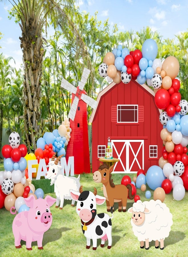 PullCrease 114 Pcs Farm Animal Theme Party Decorations Set Farm Barn Backdrop Large Animal Cardboard Cutout Yard Sign Cow Balloon Garland Arch Kit Photo Prop for Farmhouse Birthday Party Supply - Image 5