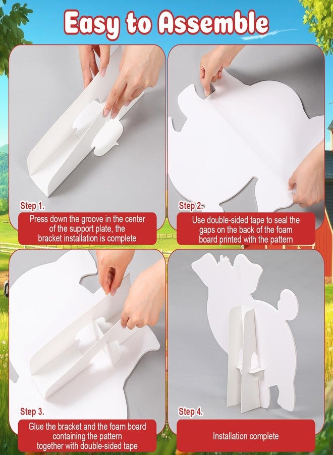 PullCrease 114 Pcs Farm Animal Theme Party Decorations Set Farm Barn Backdrop Large Animal Cardboard Cutout Yard Sign Cow Balloon Garland Arch Kit Photo Prop for Farmhouse Birthday Party Supply - Image 4