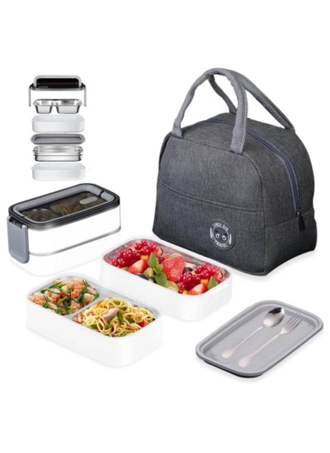 GGEROU Bento Box, Stainless Steel Double Layer Lunch Box, Food Storage Box, Stainless Steel Lunch Box, Leakproof Bento Box with Dividers  - Image 1