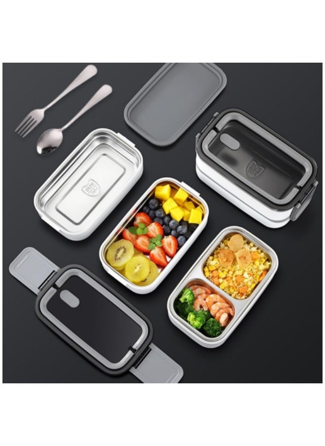 GGEROU Bento Box, Stainless Steel Double Layer Lunch Box, Food Storage Box, Stainless Steel Lunch Box, Leakproof Bento Box with Dividers  - Image 5
