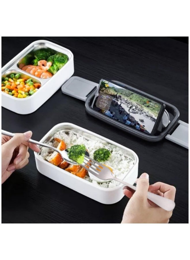GGEROU Bento Box, Stainless Steel Double Layer Lunch Box, Food Storage Box, Stainless Steel Lunch Box, Leakproof Bento Box with Dividers  - Image 4