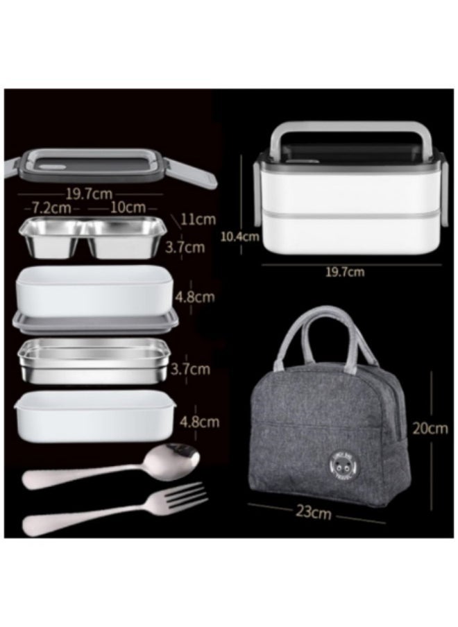 GGEROU Bento Box, Stainless Steel Double Layer Lunch Box, Food Storage Box, Stainless Steel Lunch Box, Leakproof Bento Box with Dividers  - Image 2