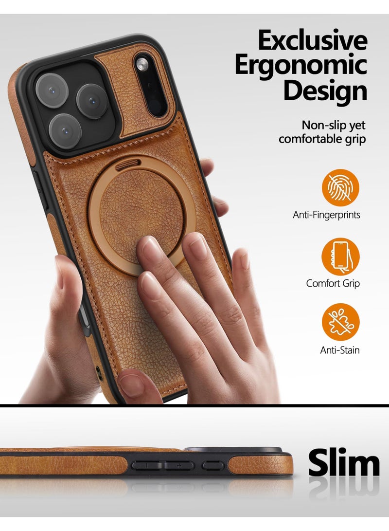 general Magnetic for iPhone 17 Pro Max Leather Case,Invisible Stand 【Compatible with Magsafe】 Slim Kickstand Phone Cove for iPhone 17 Pro Max case - Image 4