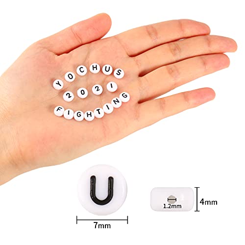 Yochus 1000pcs White Mixed Round Acrylic Letter Beads 4x7mm Black Alphabet Number Beads for Jewelry Making and DIY Bracelets - Image 2