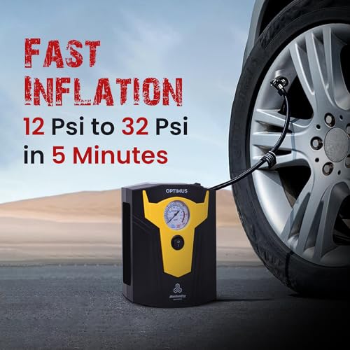 Autofy OPTIMUS with 2 YEARS War'ranty' Car Tyre Inflator Pump Tyre Inflator for Car Air Pump for Tyres all Cars Sedan SUV Hatchback Bikes Cycles Tyre inflator Car Accessories (150 PSi 12V DC) - Image 2
