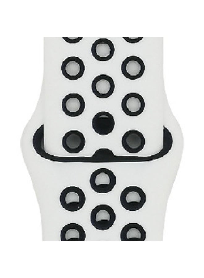Suitable For Apple Two-color Silicone Nike Strap Nike Hole Apple Iwatch Breathable Sports Watch Strap-Color:16 White + Black-Specifications:42/44/45/49mm-L