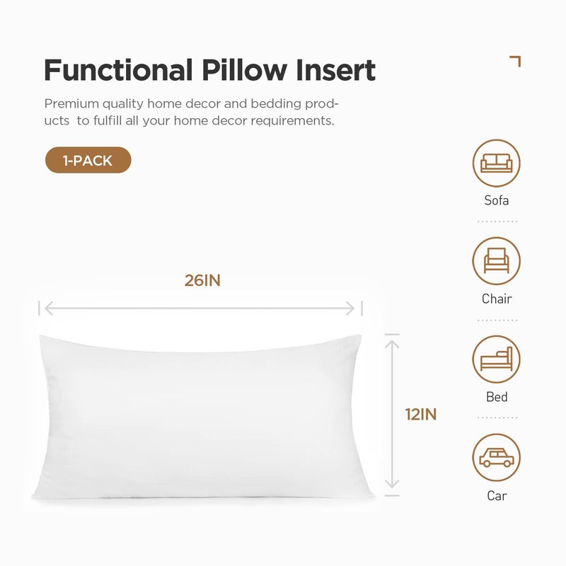 Acanva Polyester Decorative Rectangle Throw Pillow Inserts  Hypoallergenic Form Stuffer Cushion Sham Filler  16x26  White  1 Count (Pack of 1) - Image 3