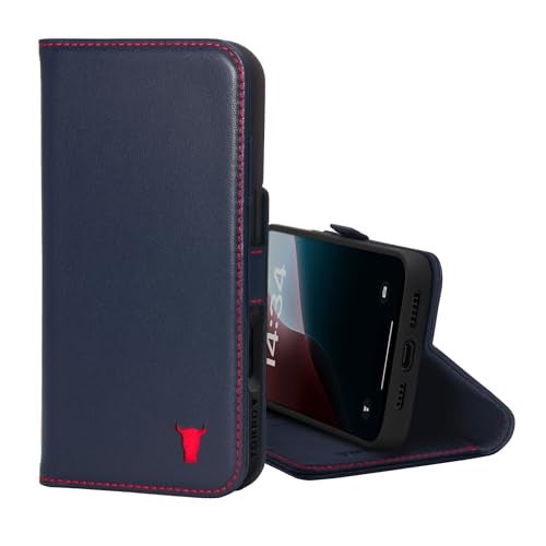 TORRO Premium Leather Case Compatible with iPhone 16 Pro Max 6.9" – Genuine Leather Wallet Flip Folio Case with Kickstand and Card Slots (Compatible with Official MagSafe Chargers) - Navy Blue - Image 1