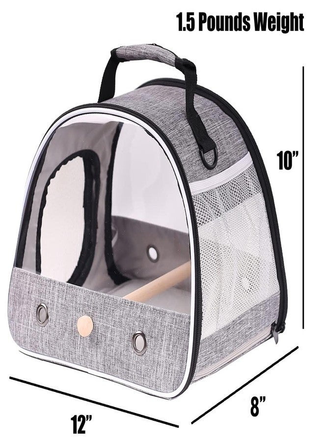 hereex Small Bird Travel Carrier, Portable Bird Travel Cage for Parakeet, Parrot, Budgie, Guinea Pig, Bearded Dragon Reptile Carrier for Hiking Vet Visit Bicycle Ride (Grey) - Image 2