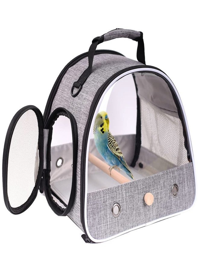 hereex Small Bird Travel Carrier, Portable Bird Travel Cage for Parakeet, Parrot, Budgie, Guinea Pig, Bearded Dragon Reptile Carrier for Hiking Vet Visit Bicycle Ride (Grey) - Image 1