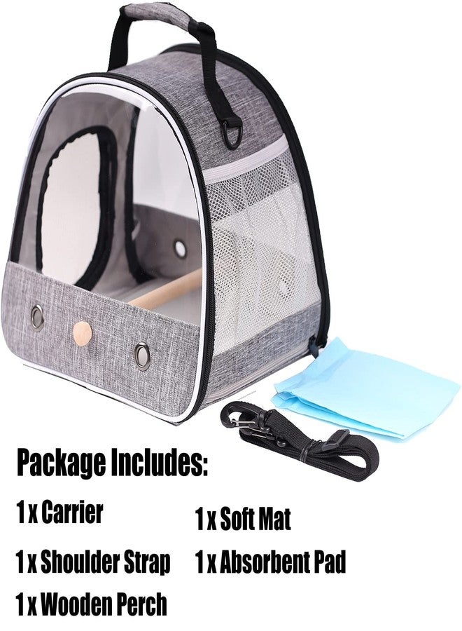 hereex Small Bird Travel Carrier, Portable Bird Travel Cage for Parakeet, Parrot, Budgie, Guinea Pig, Bearded Dragon Reptile Carrier for Hiking Vet Visit Bicycle Ride (Grey) - Image 3