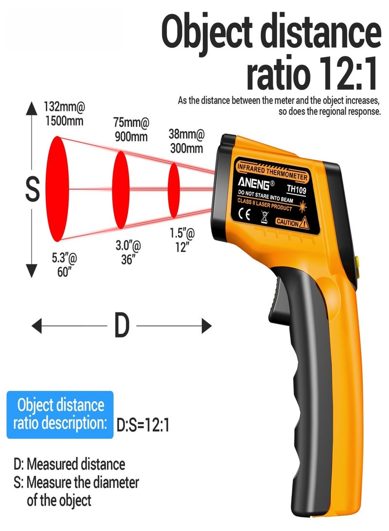 ANENG ANENG TH109 Infrared Thermometer LCD Hygrometer Laser Temperature Meter Pyrometer Handheld Non-contact Digital High sensitivity Tester Tools - Image 5