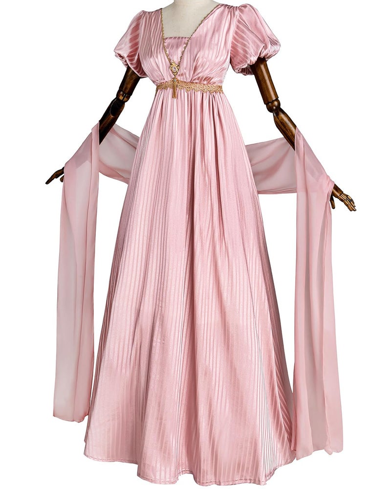 FCCAM FCCAM FCCAM Regency Dresses for Women Empire Waist 1800s Victorian Dress Ball Gown with Shawl L - Image 2