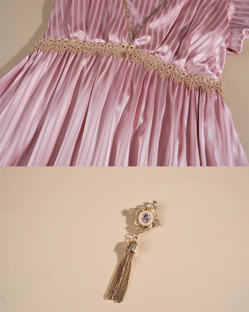 FCCAM FCCAM FCCAM Regency Dresses for Women Empire Waist 1800s Victorian Dress Ball Gown with Shawl L - Image 5