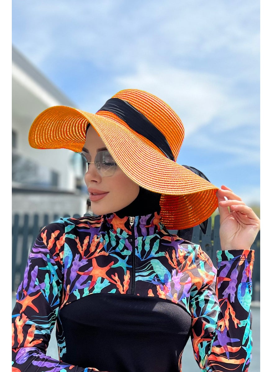 Remsa Mayo Ribbon Detailed Straw Hat Orange Rş-75 