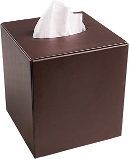 Dacasso Chocolate Brown Leather Tissue Box Cover (A3437) - Image 1