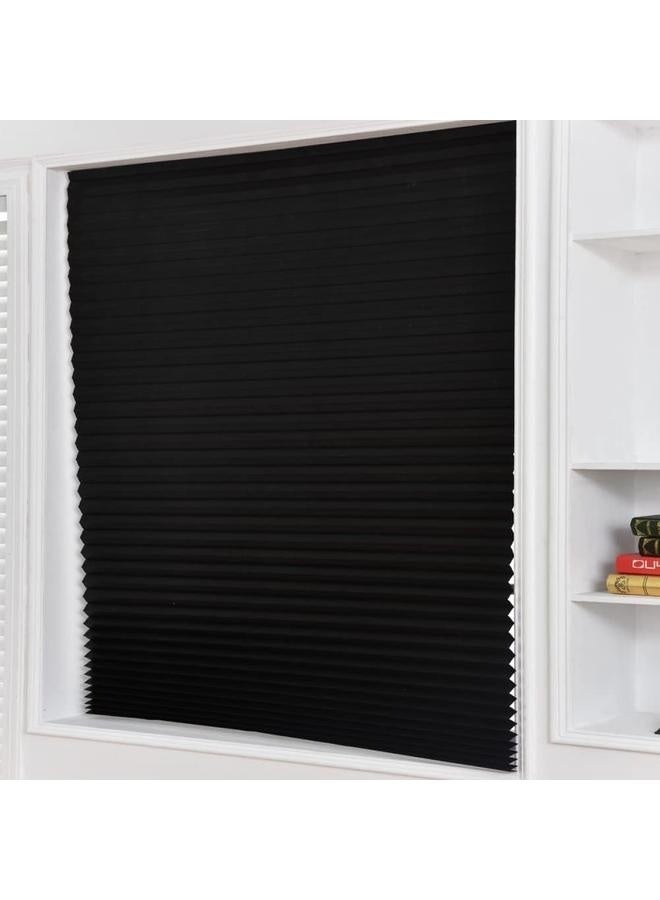 No Tools Original Blackout Pleated Paper Shade Black, 60*180cm, 1 Pack-Temporary Blinds, Vertical Pleated Blinds No Drilling Self Adhesive Blinds Easy to Install Fits Blinds Window Roller
