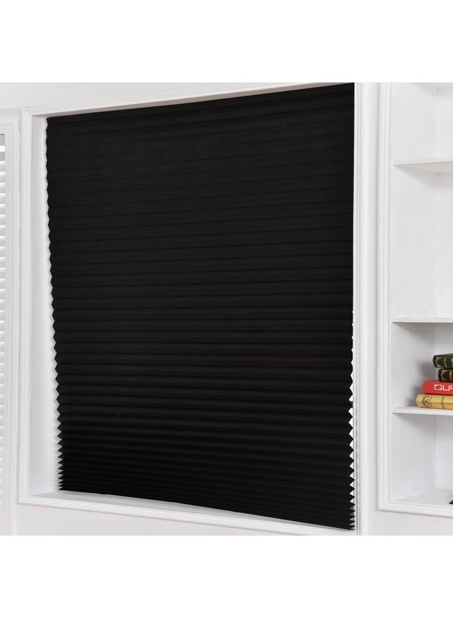 No Tools Original Blackout Pleated Paper Shade Black, 60*180cm, 1 Pack-Temporary Blinds, Vertical Pleated Blinds No Drilling Self Adhesive Blinds Easy to Install Fits Blinds Window Roller