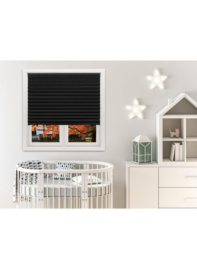 No Tools Original Blackout Pleated Paper Shade Black, 60*180cm, 1 Pack-Temporary Blinds, Vertical Pleated Blinds No Drilling Self Adhesive Blinds Easy to Install Fits Blinds Window Roller