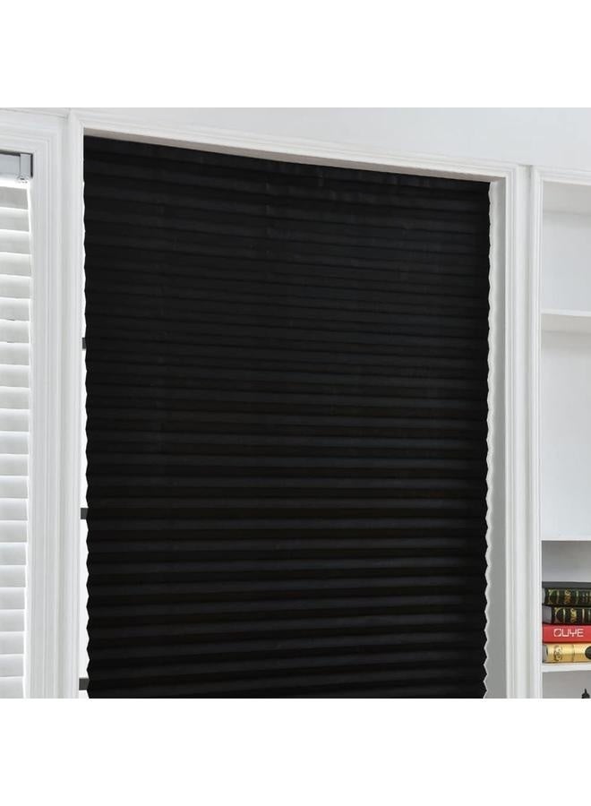 No Tools Original Blackout Pleated Paper Shade Black, 60*180cm, 1 Pack-Temporary Blinds, Vertical Pleated Blinds No Drilling Self Adhesive Blinds Easy to Install Fits Blinds Window Roller