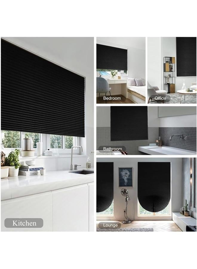 No Tools Original Blackout Pleated Paper Shade Black, 60*180cm, 1 Pack-Temporary Blinds, Vertical Pleated Blinds No Drilling Self Adhesive Blinds Easy to Install Fits Blinds Window Roller