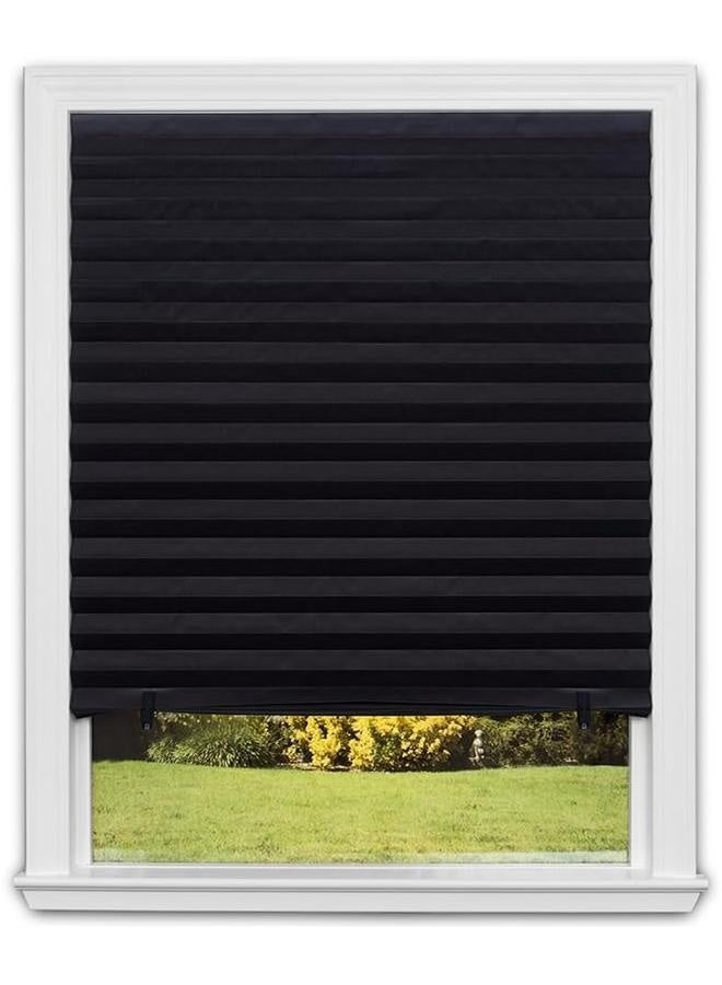 No Tools Original Blackout Pleated Paper Shade Black, 60*180cm, 1 Pack-Temporary Blinds, Vertical Pleated Blinds No Drilling Self Adhesive Blinds Easy to Install Fits Blinds Window Roller