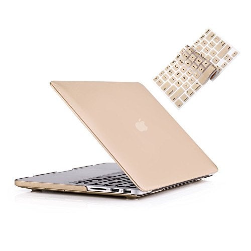 RUBAN Case For MacBook Retina Pro 15 inch A1398 (2015-2012) , Plastic Smooth Matte Hard Case Shell with TPU Keyboard Cover, Gold - Image 1