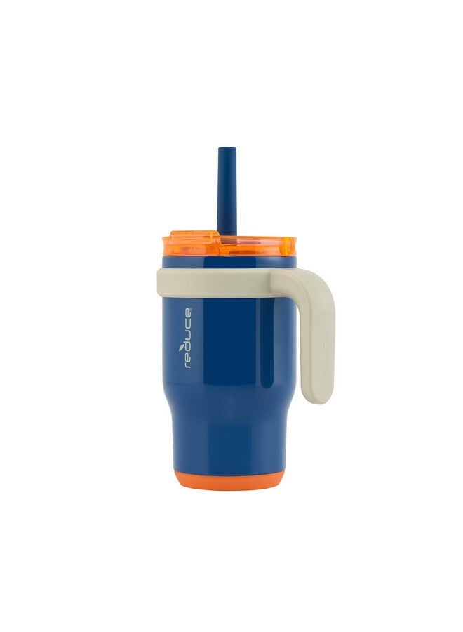REDUCE 14 Oz Coldee Kids Tumbler with Lid and Straw - Coldee Insulated Travel Mug - Spill-Proof, Sweatproof Stainless Steel, BPA-Free - Includes Handle, Reusable Silicone Straw - Vasrity Blue - Image 2