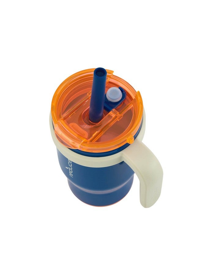 REDUCE 14 Oz Coldee Kids Tumbler with Lid and Straw - Coldee Insulated Travel Mug - Spill-Proof, Sweatproof Stainless Steel, BPA-Free - Includes Handle, Reusable Silicone Straw - Vasrity Blue - Image 3
