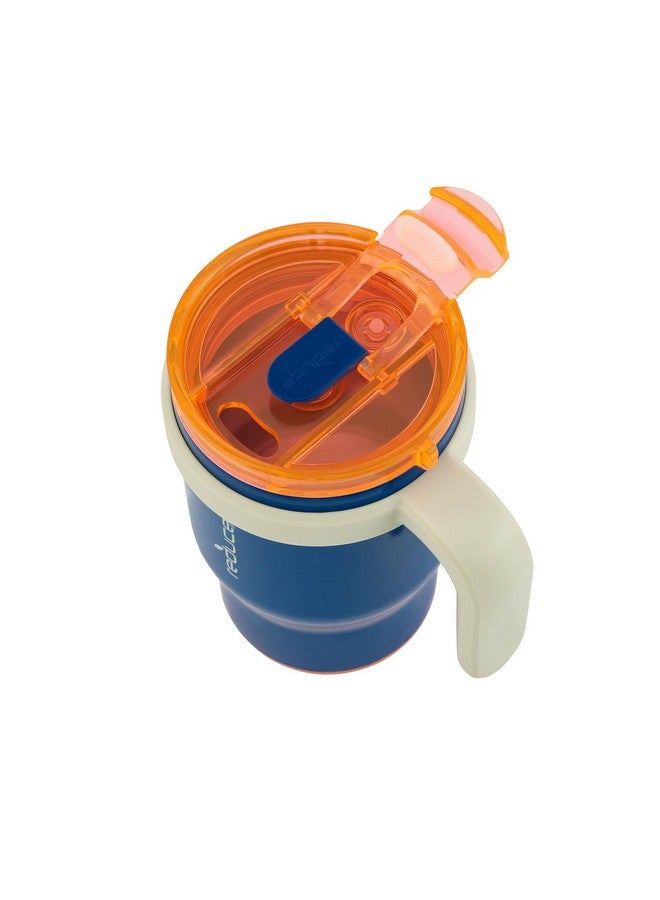 REDUCE 14 Oz Coldee Kids Tumbler with Lid and Straw - Coldee Insulated Travel Mug - Spill-Proof, Sweatproof Stainless Steel, BPA-Free - Includes Handle, Reusable Silicone Straw - Vasrity Blue - Image 4