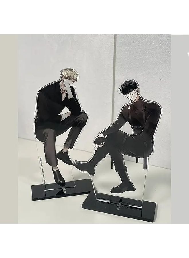 Two Piece 2D Anime Figurine Set With Display Stands Black Birthday Holiday Gift - Image 4