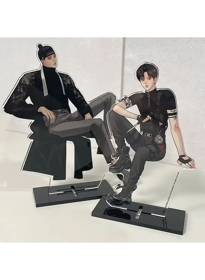 Two Piece 2D Anime Figurine Set With Display Stands Black Birthday Holiday Gift - Image 1