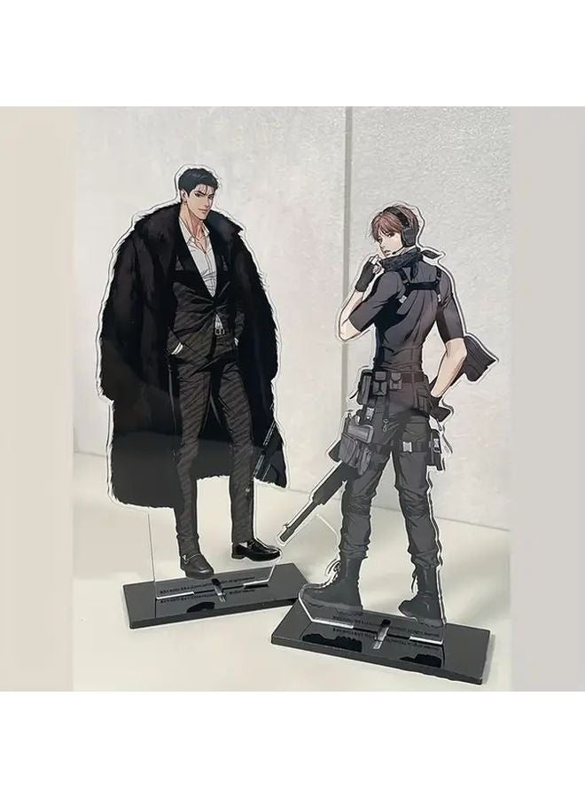 Two Piece 2D Anime Figurine Set With Display Stands Black Birthday Holiday Gift - Image 3