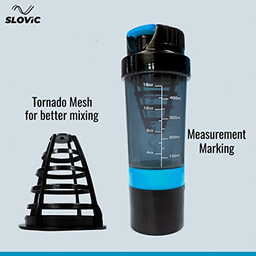 SLOVIC Leak-Proof Gym Shaker | Protein Shaker with Tornado Blender | BPA-Free | 500 ml with Extra Compartment | Pro-Shaker for Smoothly Mixing Any Supplement - Image 4