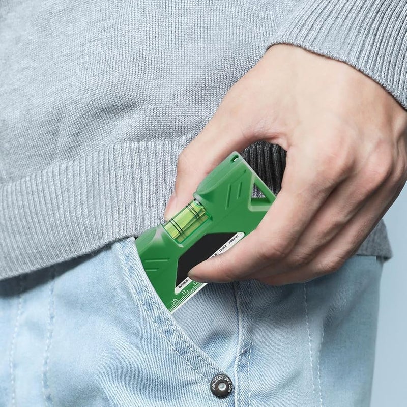 أداة مستوى الفقاعة المغناطيسية الخضراء 200 مم متعددة الوظائف دقيقة ومضغوطة للاستخدام المنزلي والتجاري - Image 3