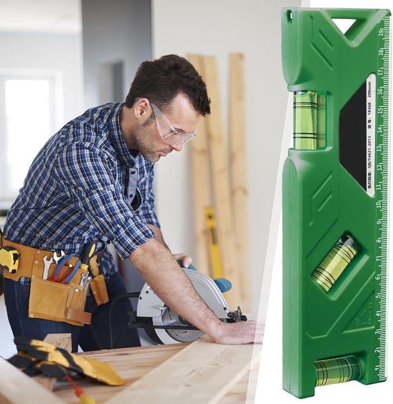 أداة مستوى الفقاعة المغناطيسية الخضراء 200 مم متعددة الوظائف دقيقة ومضغوطة للاستخدام المنزلي والتجاري - Image 4