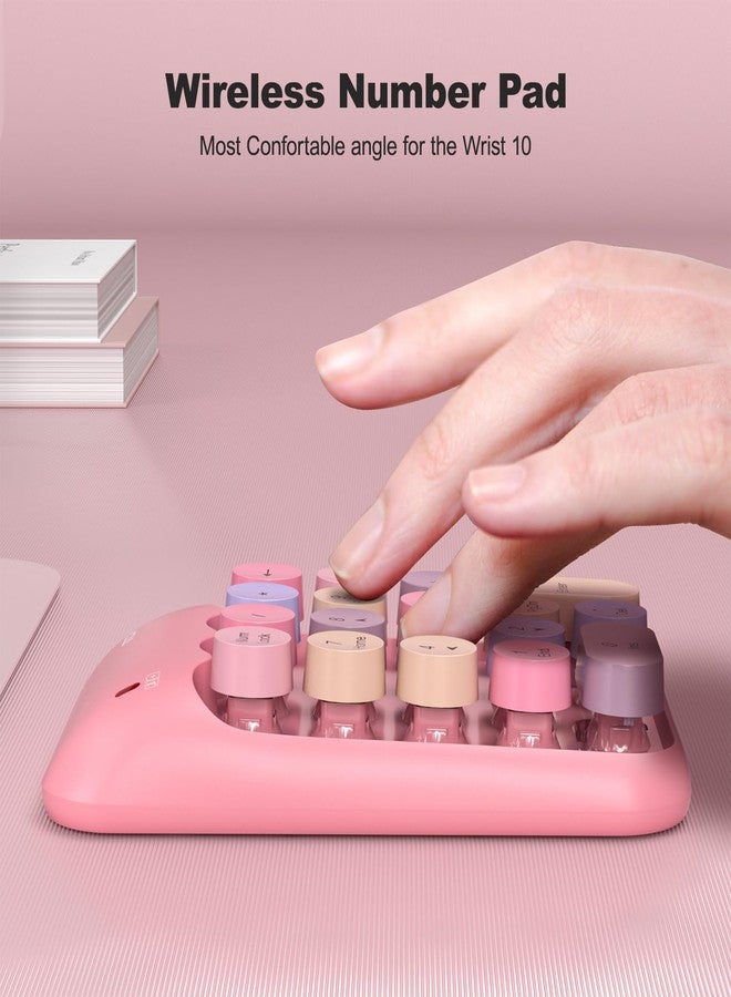 MOWUX Wireless Number Pads, Cute Colorful Numeric Keypad Numpad Portable 2.4 GHz Financial Accounting Number Keyboard Extensions, 10 Key Number Numpad for Laptop Desktop, PC (Pink Colorful) - Image 4