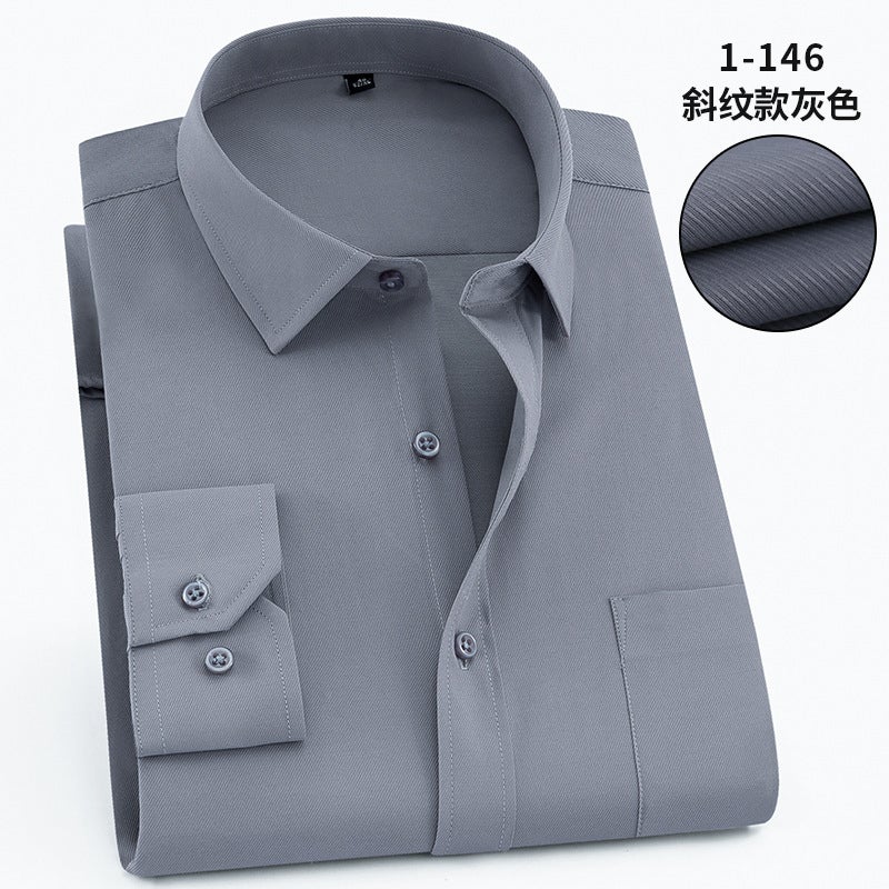 Grey long sleeve mens professional shirt tooling 2021 new spring and autumn middle-aged business cotton shirt mens work clothes wholesale 1-146  - Image 1