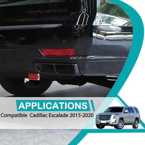 Hudiriy Car Exterior Exhaust Pipe Mufflers Cover Rear Bumper Cylinder Exhaust Pipe Cover Decorate Compatible with Cadillac Escalade 2021-2024，Tail Throat Trim Accessories (Black) - Image 2