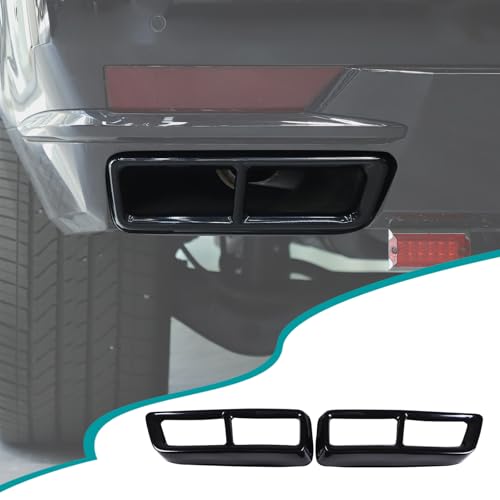 Hudiriy Car Exterior Exhaust Pipe Mufflers Cover Rear Bumper Cylinder Exhaust Pipe Cover Decorate Compatible with Cadillac Escalade 2021-2024，Tail Throat Trim Accessories (Black) - Image 1